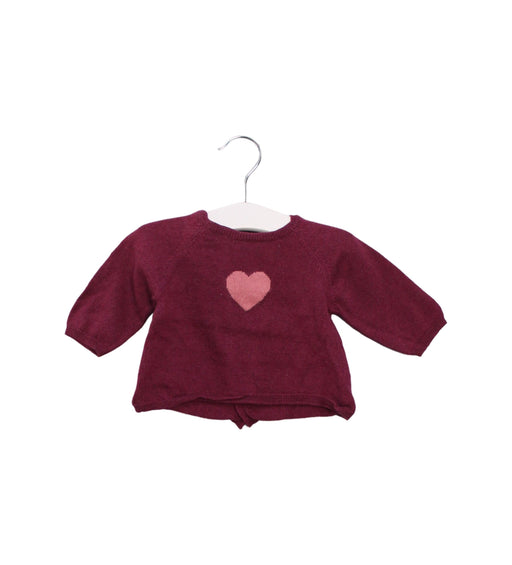 A Burgundy Knit Sweaters from Bout'Chou in size 0-3M for girl. (Front View)
