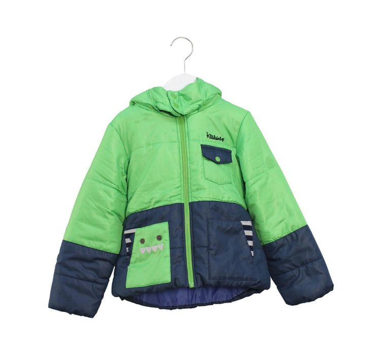 A Green Puffer/Quilted Jackets from Kladskap in size 5T for boy. (Front View)