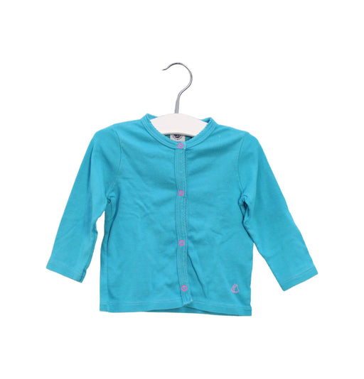 A Teal Long Sleeve Tops from Petit Bateau in size 6-12M for girl. (Front View)