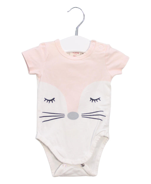 A Pink Short Sleeve Bodysuits from Seed in size Newborn for girl. (Front View)