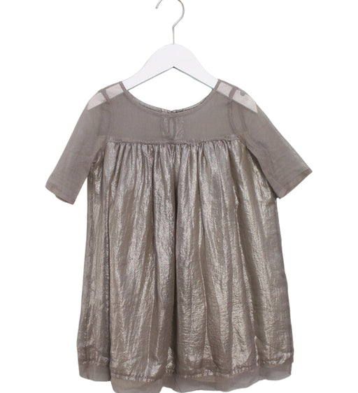 A Brown Short Sleeve Dresses from Bonpoint in size 6T for girl. (Front View)
