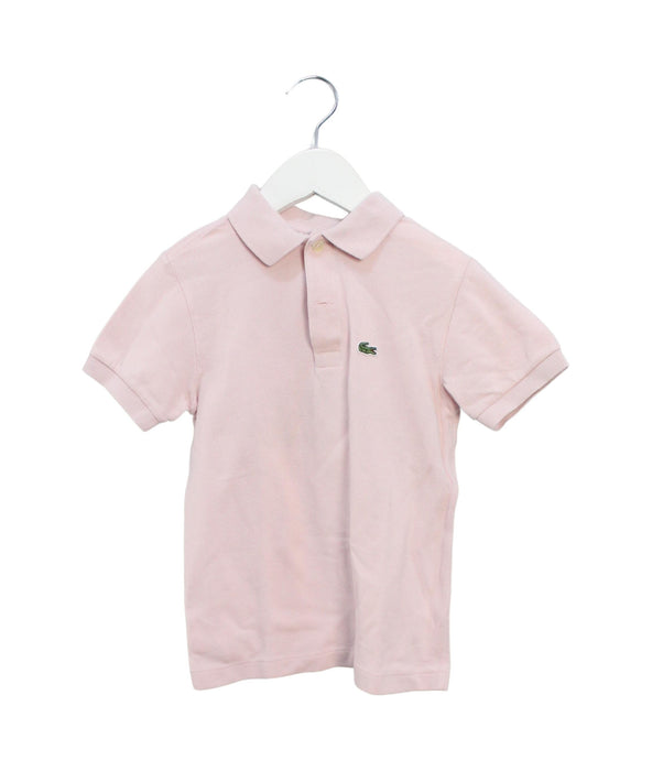 A Pink Short Sleeve Polos from Lacoste in size 6T for boy. (Front View)