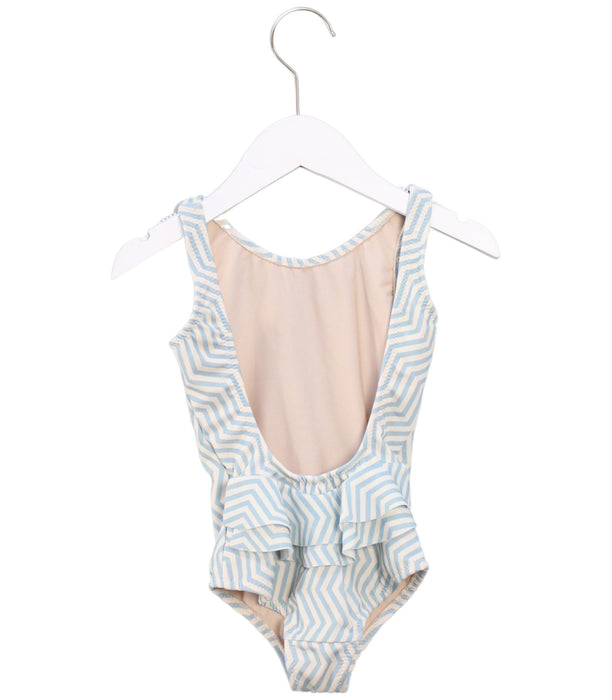 A Blue Sleeveless Bodysuits from OAS Company in size 4T for girl. (Back View)