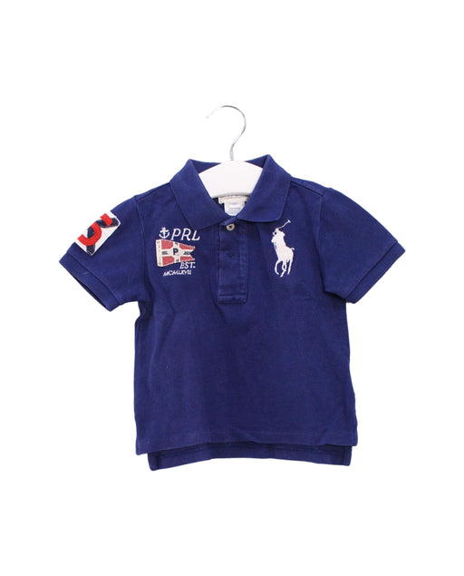 A Blue Short Sleeve Polos from Ralph Lauren in size 6-12M for boy. (Front View)