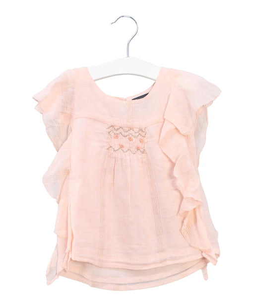 A Pink Short Sleeve Tops from Velveteen in size 4T for girl. (Front View)
