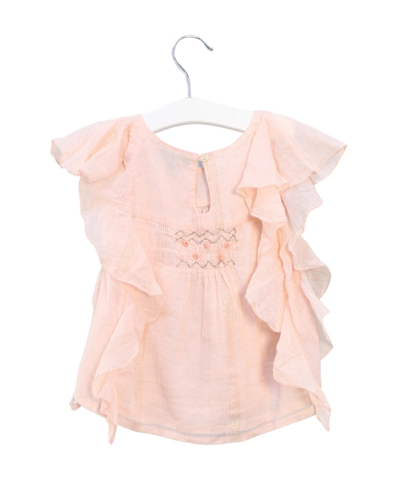 A Pink Short Sleeve Tops from Velveteen in size 4T for girl. (Back View)