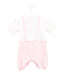 A Pink Short Sleeve Rompers from Miki House in size 0-3M for girl. (Back View)