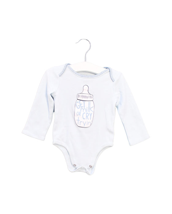 A Blue Long Sleeve Bodysuits from Mudpie in size 0-3M for boy. (Front View)