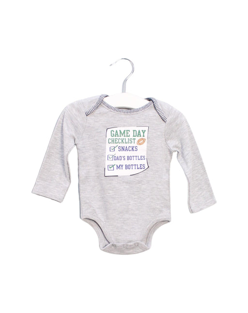 A Grey Long Sleeve Bodysuits from Mudpie in size 0-3M for boy. (Front View)