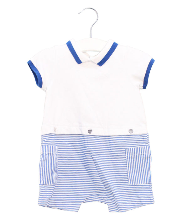 A Blue Short Sleeve Rompers from Jacadi in size 6-12M for boy. (Front View)