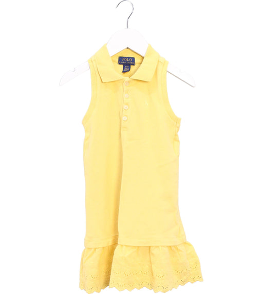 A Yellow Sleeveless Dresses from Polo Ralph Lauren in size 4T for girl. (Front View)