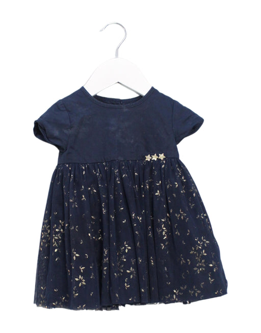 A Navy Short Sleeve Dresses from Vertbaudet in size 3-6M for girl. (Front View)