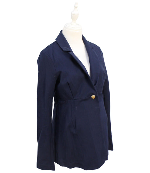 A Navy Blazers from Seraphine in size S for maternity. (Front View)