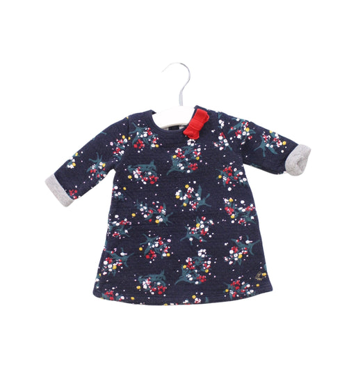 A Navy Long Sleeve Dresses from Petit Bateau in size 0-3M for girl. (Front View)