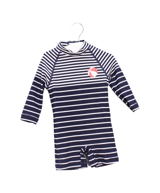 A Navy Swimsuits from Seed in size 3-6M for girl. (Front View)