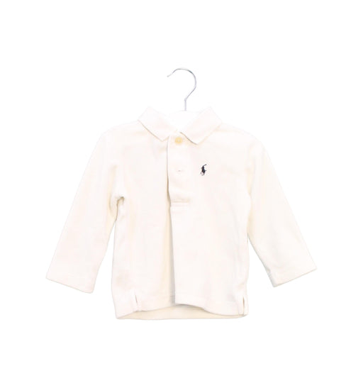 A Ivory Long Sleeve Polos from Ralph Lauren in size 6-12M for girl. (Front View)