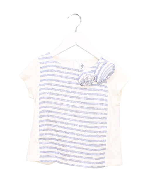 A Blue Short Sleeve Tops from Simonetta in size 6T for girl. (Front View)