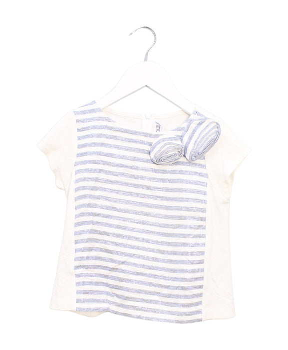 A Blue Short Sleeve Tops from Simonetta in size 6T for girl. (Front View)