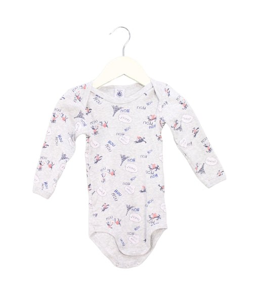 A Grey Long Sleeve Bodysuits from Petit Bateau in size 12-18M for boy. (Front View)