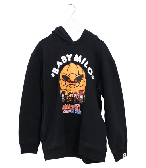 A Black Hooded Sweatshirts from BAPE KIDS in size 10Y for boy. (Front View)
