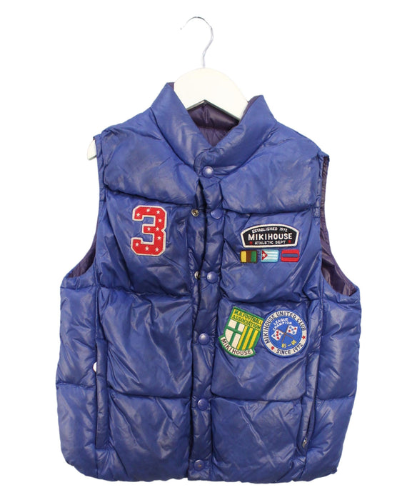 A Blue Outerwear Vests from Miki House in size 5T for boy. (Front View)