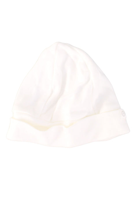 A White Beanies from Mori in size 0-3M for boy. (Front View)