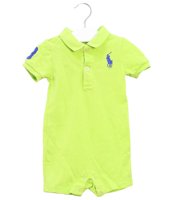 A Green Short Sleeve Rompers from Ralph Lauren in size 6-12M for boy. (Front View)