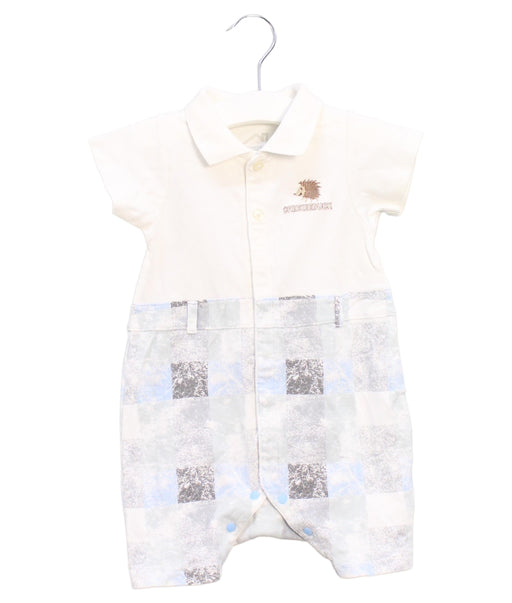 A Ivory Short Sleeve Rompers from Chickeeduck in size 6-12M for boy. (Front View)