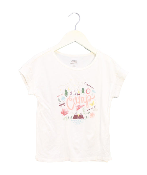 A White Short Sleeve T Shirts from Roots in size 5T for girl. (Front View)