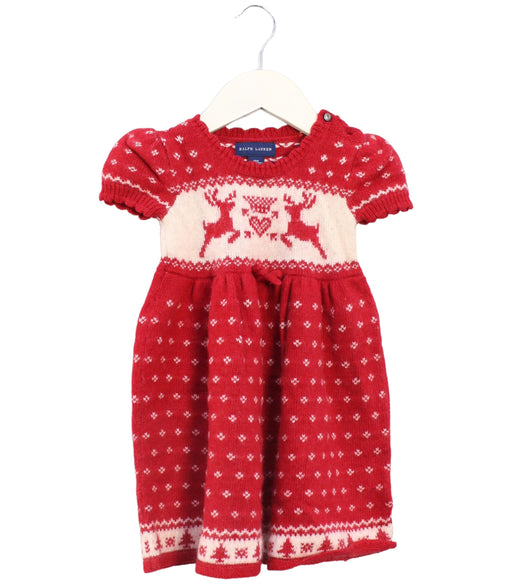 A Red Sweater Dresses from Ralph Lauren in size 12-18M for girl. (Front View)
