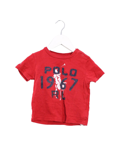 A Red Short Sleeve T Shirts from Ralph Lauren in size 6-12M for boy. (Front View)