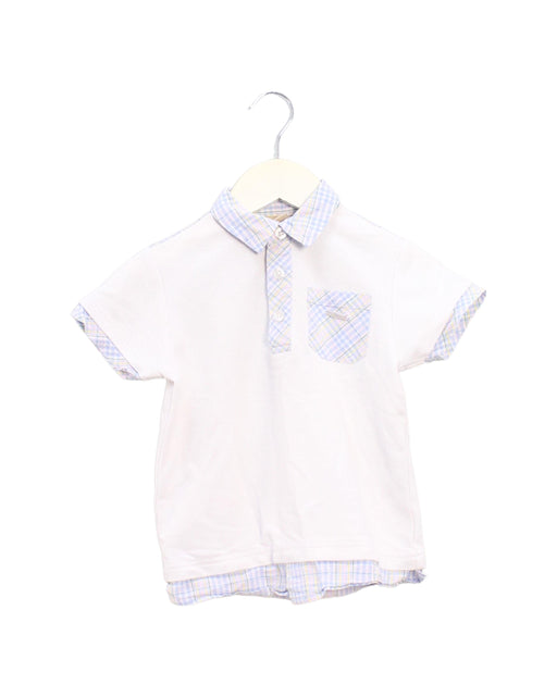 A White Short Sleeve Polos from Chickeeduck in size 2T for boy. (Front View)