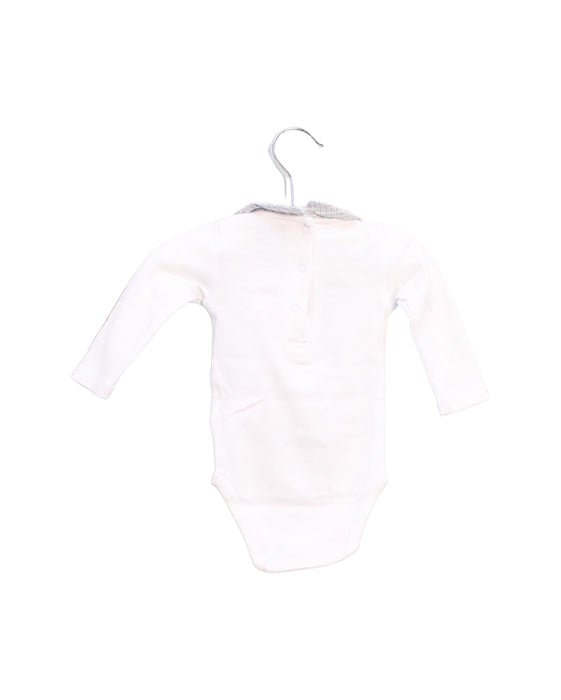 A White Long Sleeve Bodysuits from Cyrillus in size 0-3M for boy. (Back View)