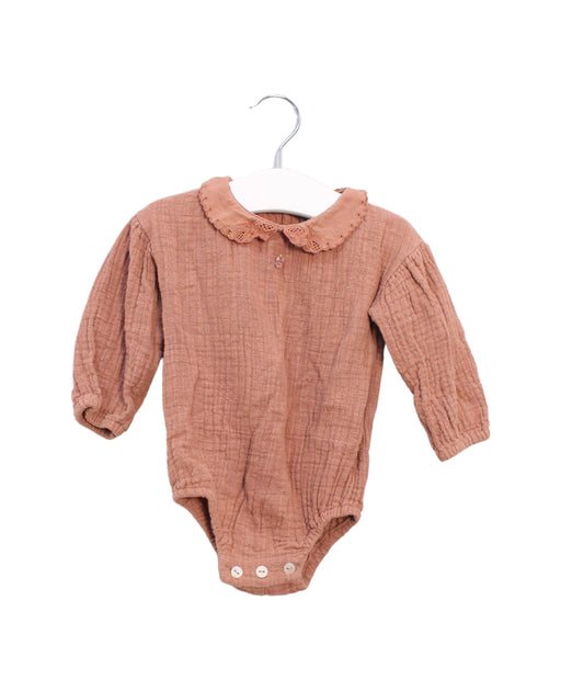 A Pink Long Sleeve Bodysuits from Tocoto Vintage in size 6-12M for girl. (Front View)