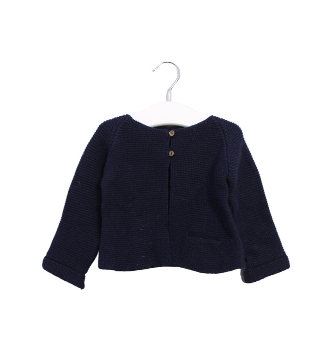 A Navy Cardigans from Les Enfantines in size 6-12M for girl. (Front View)