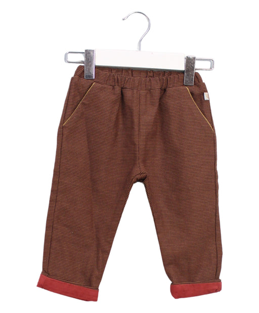 A Brown Casual Pants from Les Enfantines in size 6-12M for boy. (Front View)