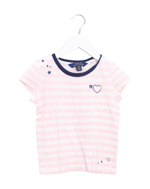 A Pink Short Sleeve T Shirts from Polo Ralph Lauren in size 4T for girl. (Front View)