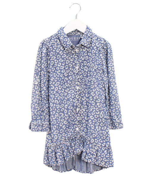 A Blue Long Sleeve Dresses from Guess in size 4T for girl. (Front View)