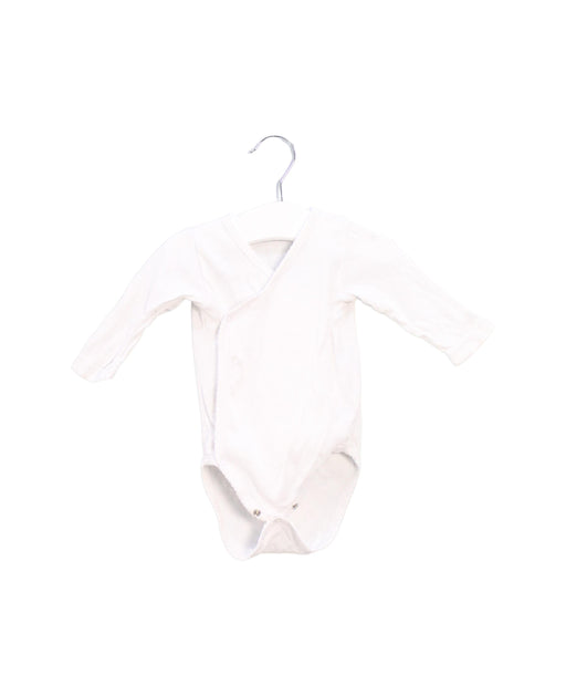 A White Long Sleeve Bodysuits from DPAM in size 0-3M for neutral. (Front View)