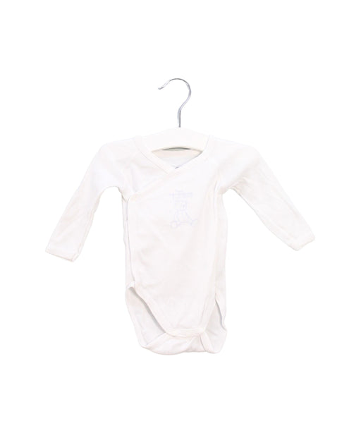 A White Long Sleeve Bodysuits from Petit Bateau in size 0-3M for boy. (Front View)