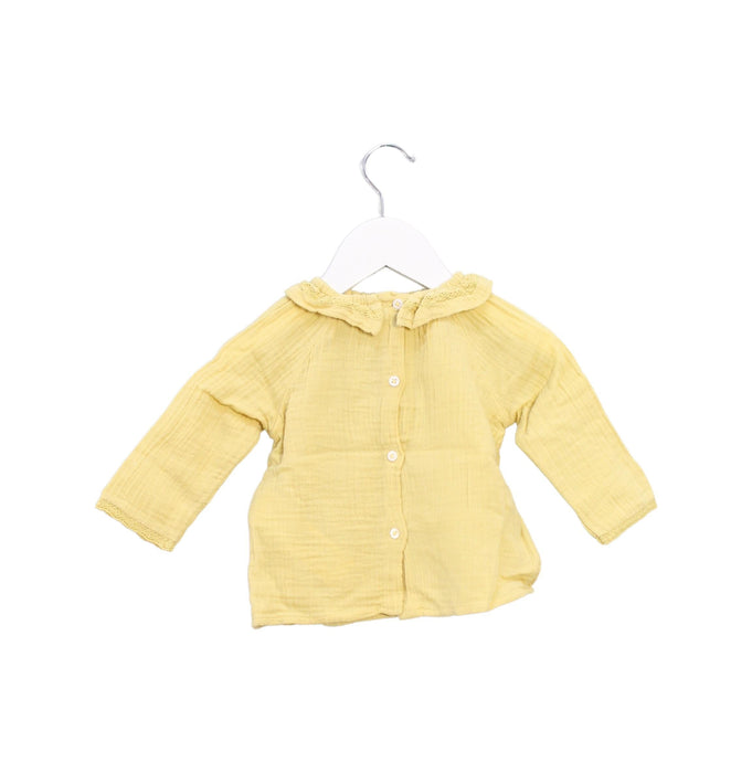 A Yellow Long Sleeve Tops from Cyrillus in size 3-6M for girl. (Back View)