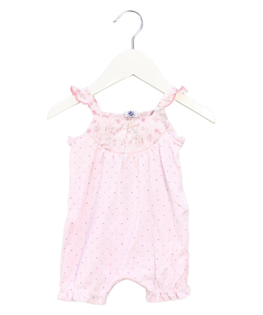 A Pink Rompers from Petit Bateau in size 0-3M for girl. (Front View)