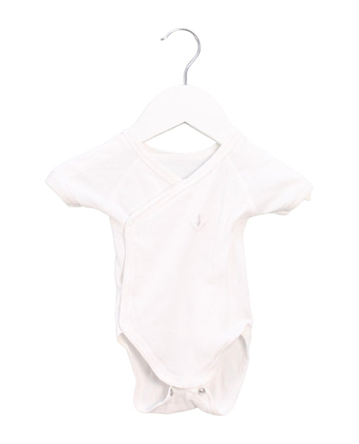 A White Short Sleeve Bodysuits from Petit Bateau in size 0-3M for boy. (Front View)