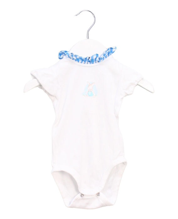 A White Short Sleeve Bodysuits from Jacadi in size 0-3M for boy. (Front View)