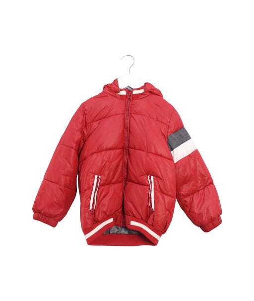 A Red Puffer/Quilted Jackets from Kingkow in size 4T for boy. (Front View)