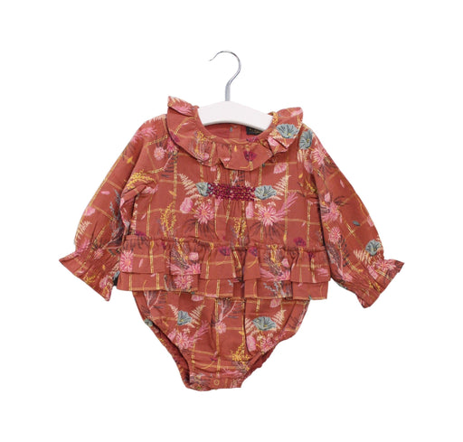 A Orange Long Sleeve Bodysuits from Velveteen in size 6-12M for girl. (Front View)