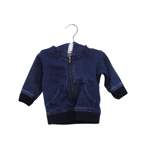 A Navy Zippered Sweatshirts from Seed in size 0-3M for boy. (Front View)