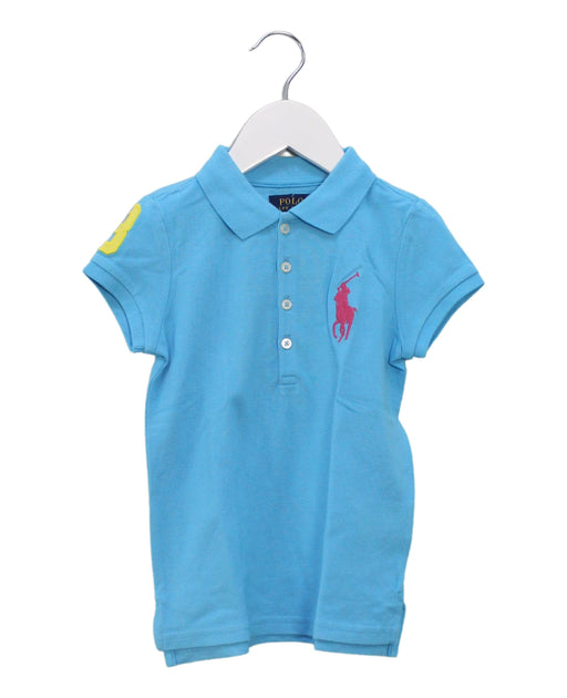 A Blue Short Sleeve Polos from Polo Ralph Lauren in size 5T for girl. (Front View)