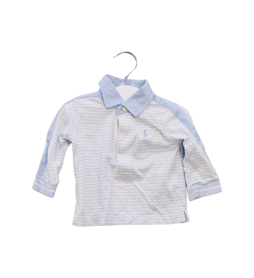 A Blue Long Sleeve Polos from Ralph Lauren in size 3-6M for boy. (Front View)