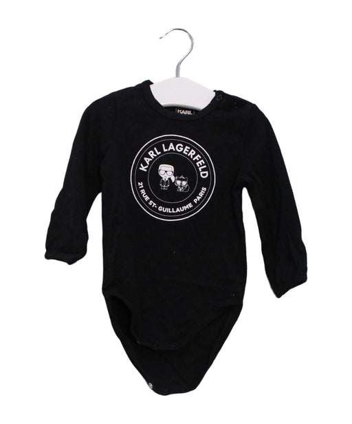 A Black Long Sleeve Bodysuits from Karl Lagerfeld in size 6-12M for boy. (Front View)